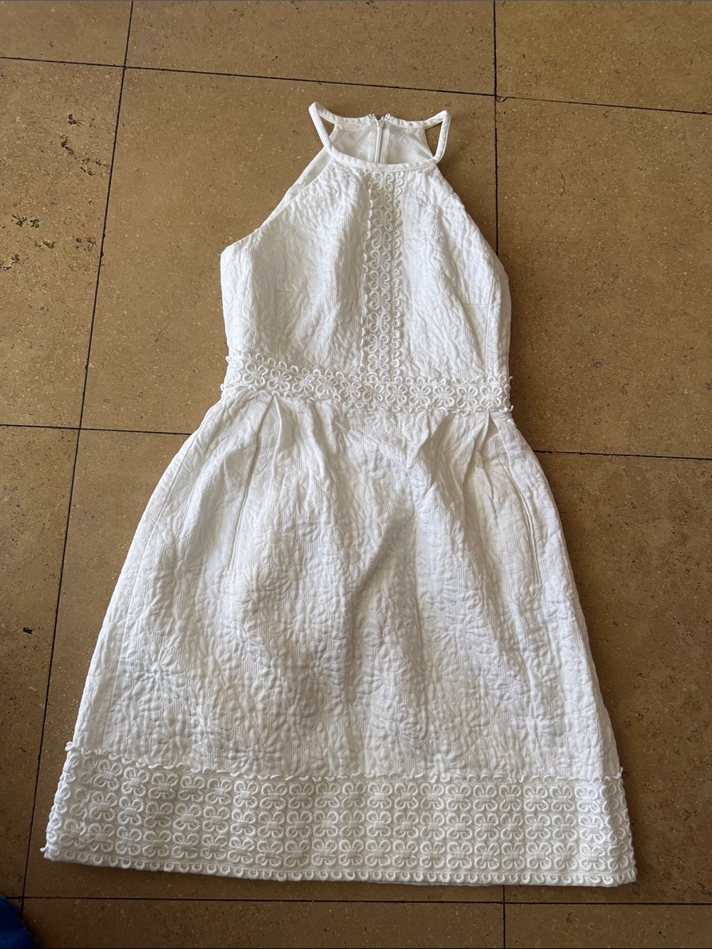 Michael Kors Collection White Lace-Trim Mini Dress
